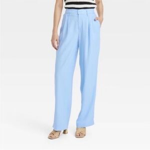 A New Day Light Blue Linen Blend Trouser Pants Size 16
